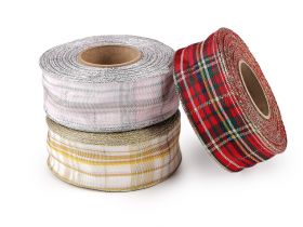 Pasmanterie 2504-20  (100 metri/rola)  - Panglica in Carouri cu Lurex si Sarma, latime 40 mm (25 m/rola) Cod: 430877