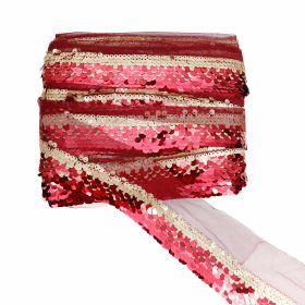 REDUCERI  % - Pasmanterie cu Paiete pe Tul, Bordo (16,5 metrI/rola) Cod: ARN1182