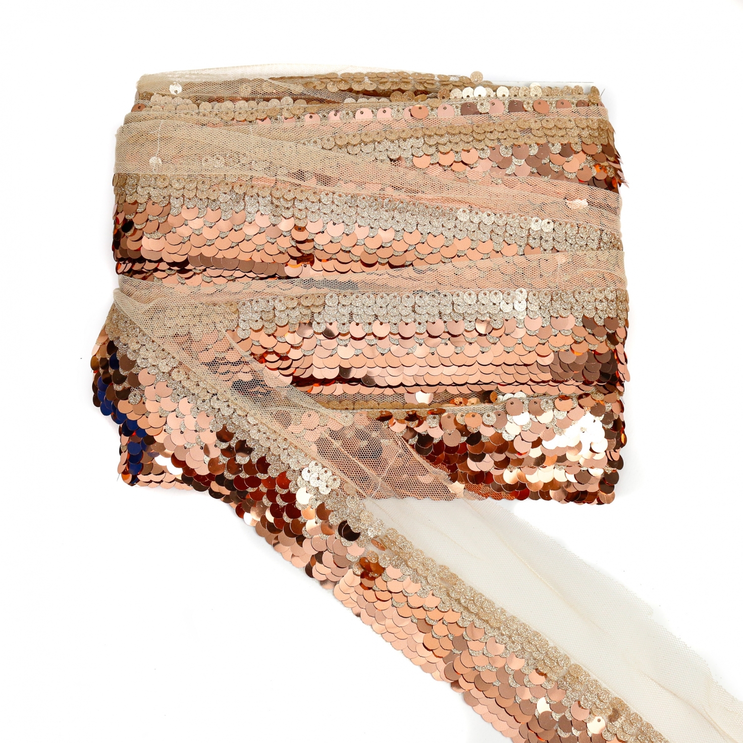 Pasmanterie cu Paiete pe Tul, Auriu (16,5 metri/rola)Cod: ARN1184