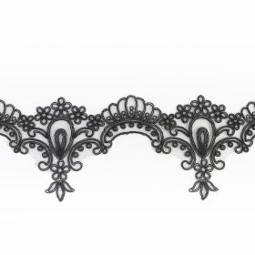 REDUCERI  % - Banda Dantela Brodata, 110 mm, Alb, Negru (8,8 metri/rola) Cod: 13500