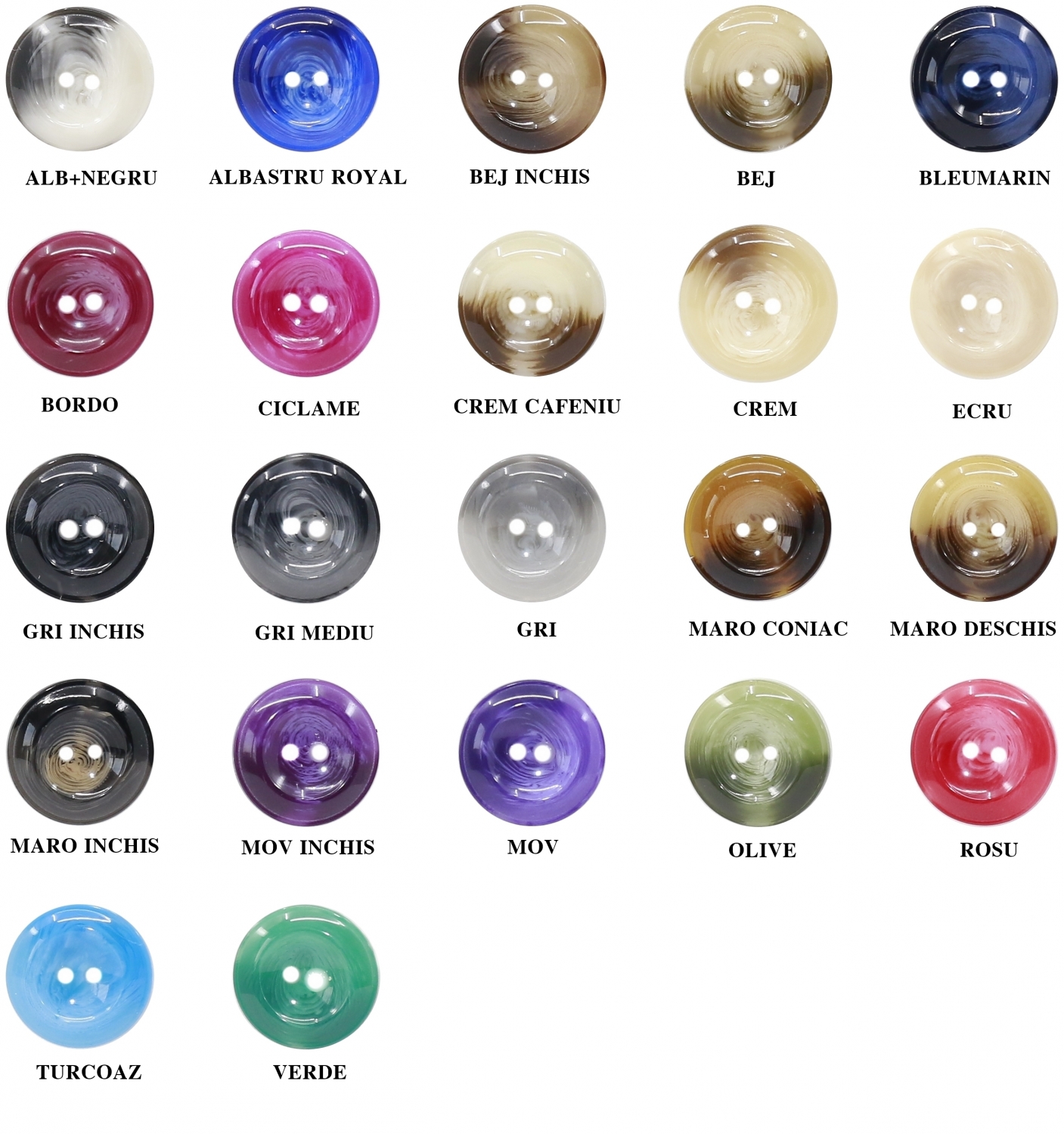 2 Holes Plastic Buttons, 22 mm (100 pcs/pack) Code: PL24/36 - 2