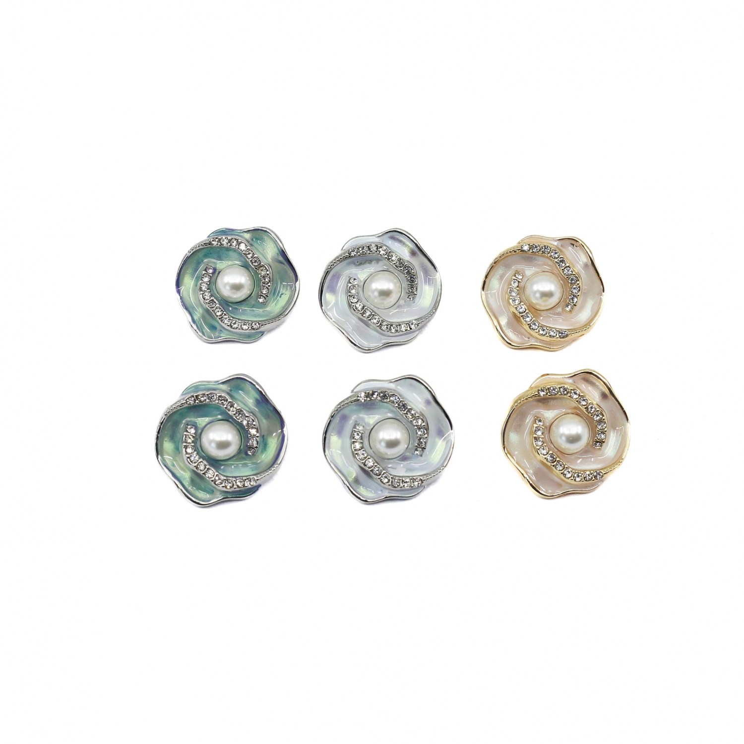 Shank Buttons with Pearls, size 16 mm (10 pcs/pack) Code: BT1638/16