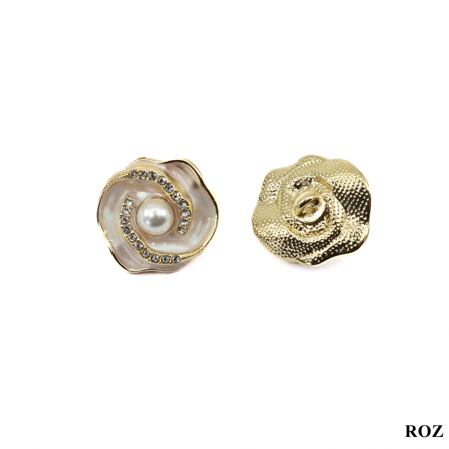 Nasturi cu Perle si Strasuri, 16 mm (10 bucati/pachet)Cod: BT1638/16 - 3
