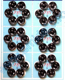 Sewing Snap Fasteners, 13.5 mm, Black, Nickel (6 sheets/pack)Code: 555-3 - Sewing Snap Fasteners, 10 mm, Black, Nickel (8 sheets/pack)Code: 555-1