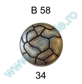 Buttons A832, Size 48, Silver (100 pcs/pack) - Metalized PLastic Buttons B58, Size 34 (144 pcs/pack)