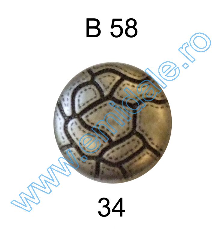 Metalized PLastic Buttons B58, Size 34 (144 pcs/pack)