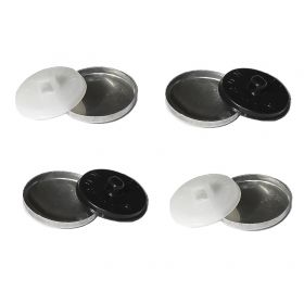 Covered Mould Button  (Sizes 22, 24, 28, 32, 36) - Cover Buttons, Size 22, White, Black (500 pcs/pack)