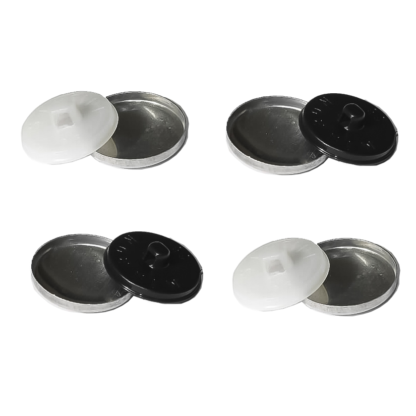 Cover Buttons, Size 22, White, Black (500 pcs/pack)