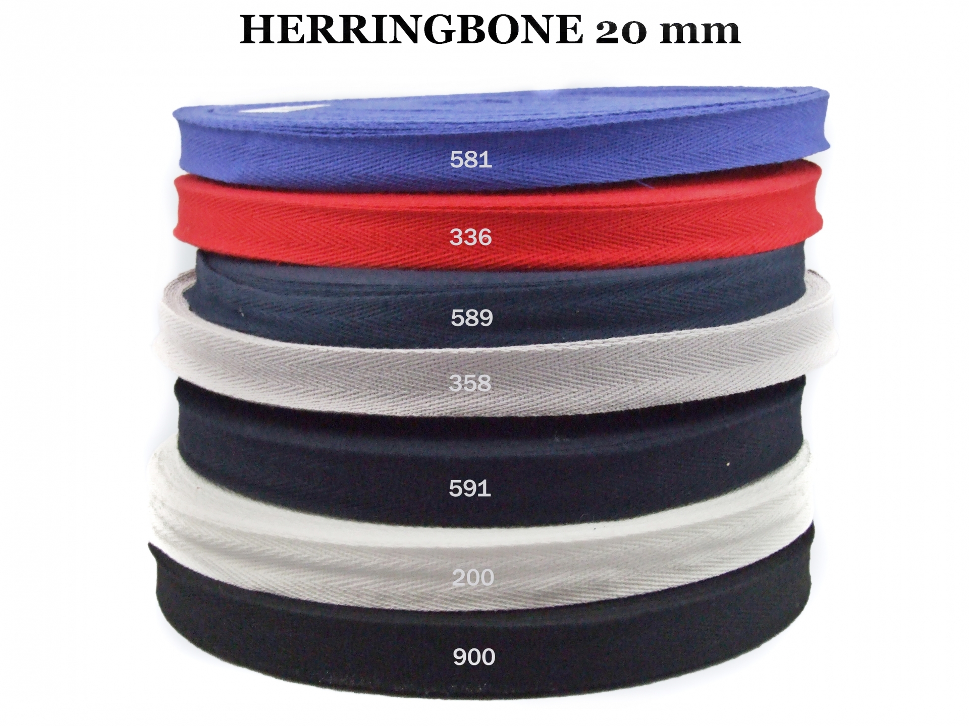 Decorative Cotton Tape, Herringbone, width 20 mm (50 meters/roll)